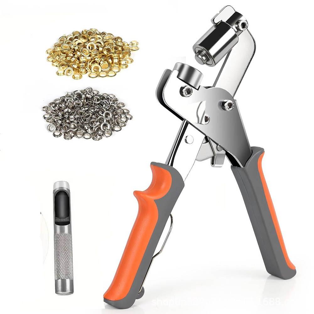 Effortless Eyelet Pliers with Grommets Handheld Hole Punch Pliers Comfortable Handle DIY Eyelet Setter for Tarpaulins Fabrics