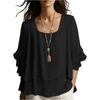 Camicetta a strati con maniche a balze da donna Design elegante con scollo quadrato Top primaverili da donna Camicie estive da donna Top estivi da donna Eleganti e casual