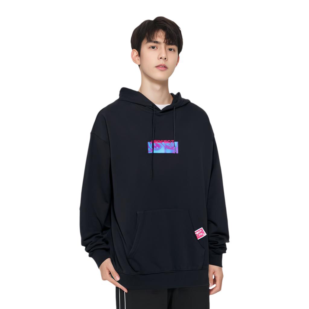 Li Ning X QQ Dance Collaboration Loose Pullover Hoodie Men hoodies Standard-Black AWDQC37-2