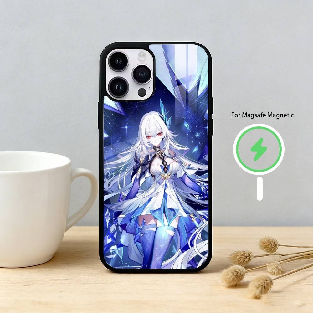 G-Genshin Impact S-Skirk Phone Case For iPhone 17 16 15 14 13 12 Pro Max Plus for Mirror Wireless Magnetic Cover