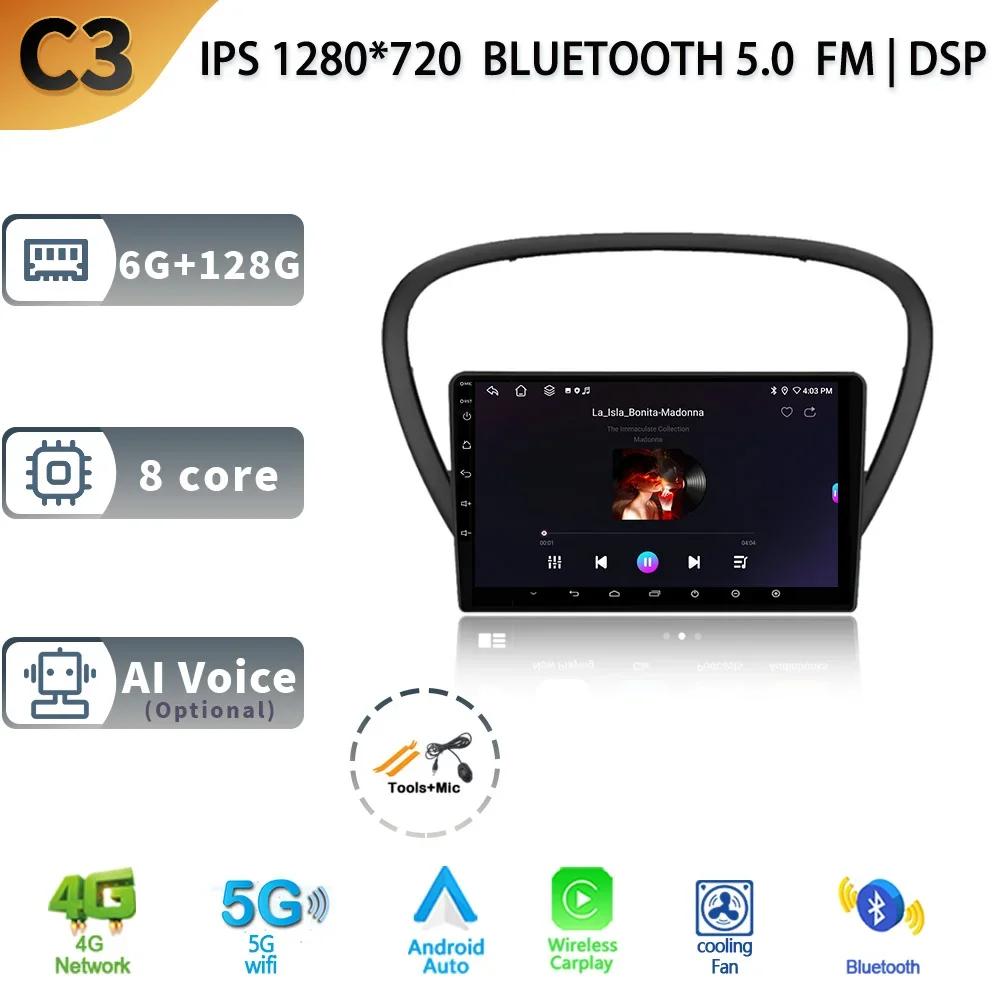 Android 13 Car Radio Wireless Carplay For Peugeot 607 2004 -2010 5G Stereo Multimedia GPS Navigation Head Unit Screen