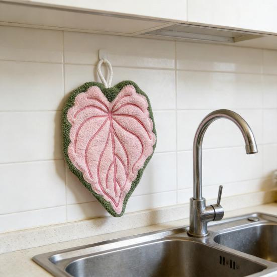 Handtuch Blattform Hängendes Design Küchenhandtuch Dick Saugfähig Wiederverwendbar Tragbares Handtuch Badezimmer Küchenzubehör