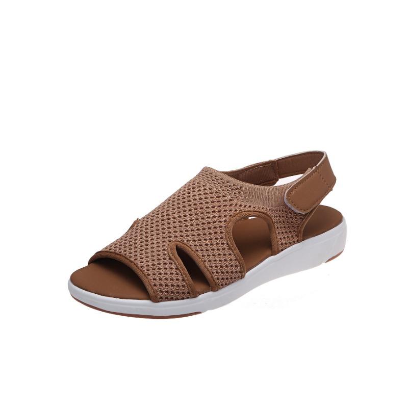 Sommer Neue Damen Sandalen Große Größe Atmungsaktiv Elastisch Flacher Boden Lässige Damenschuhe
