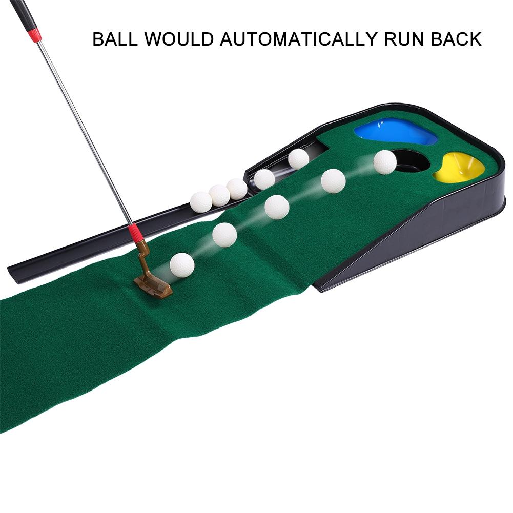 Children Portable Oudtoor Indoor 3 Golf Holes Golfing Practice Green Putting Mat Club Balls Kit