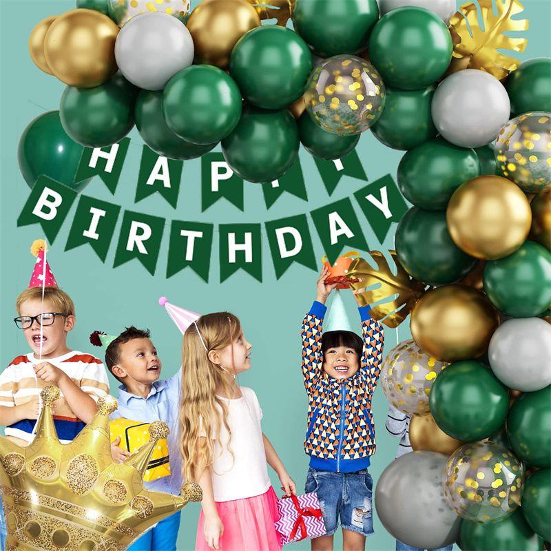 Red Green Gold Balloon Banner Set Tassel Happy Birthday Decor Kit
