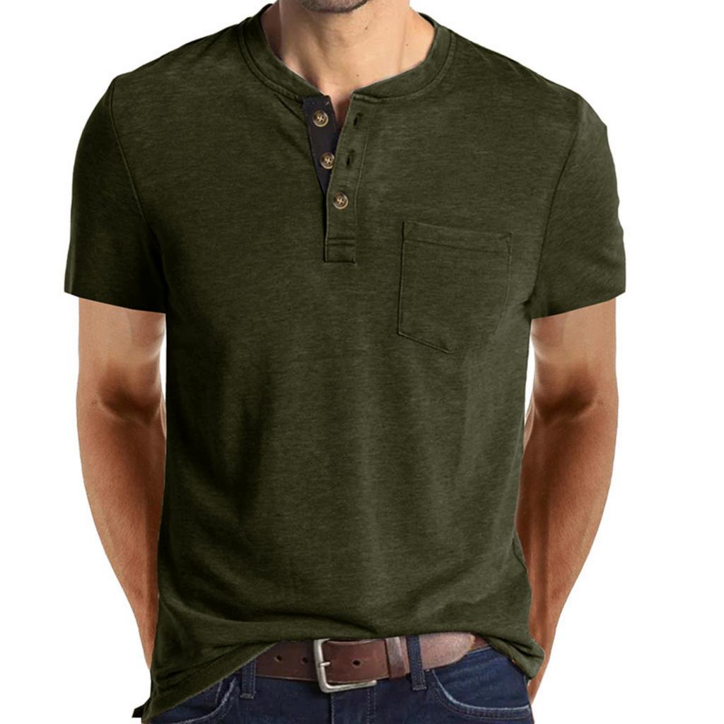 Herren Casual einfarbiges Basis Sportshirt, Herren Rundhals Kurzarm Top