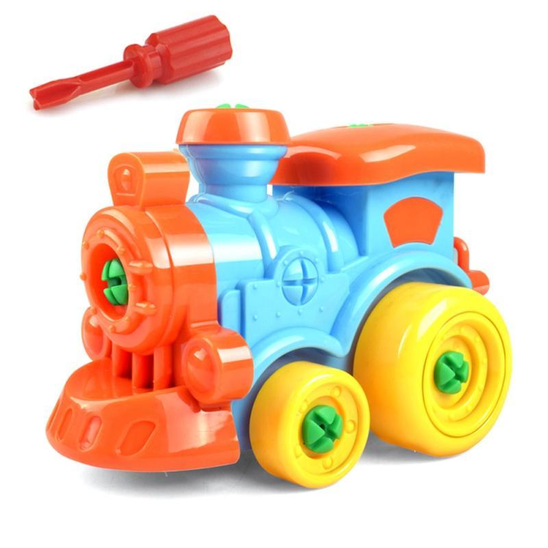 Baby Cartoon Car Toys DIY Disassembling Screwdriver Assembled Toys Children Train Plane Building Blocks Model Tool Kids Gifts