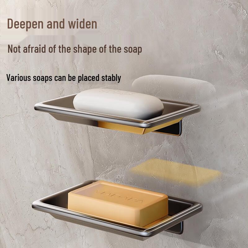 No-Punch Wall-Mounted Double-Layer Soap Holder