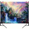 2D Dreamy Forest Waterfall Wall Tapestry Rainbow Sky Background Cloth for Home