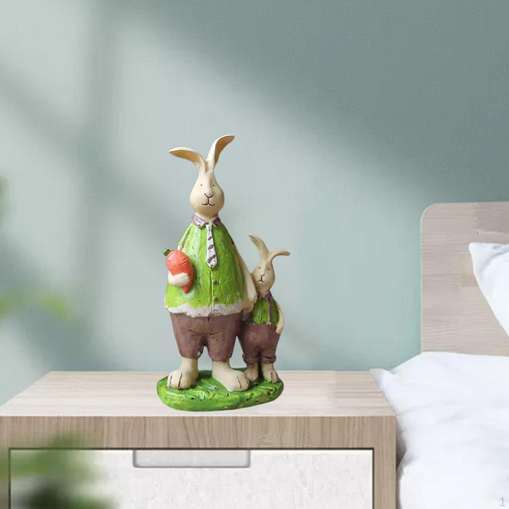 Statue Figurines Animal Sculpture Ornament Standing Bunny Craft for Gift Wedding Bedroom Garden
