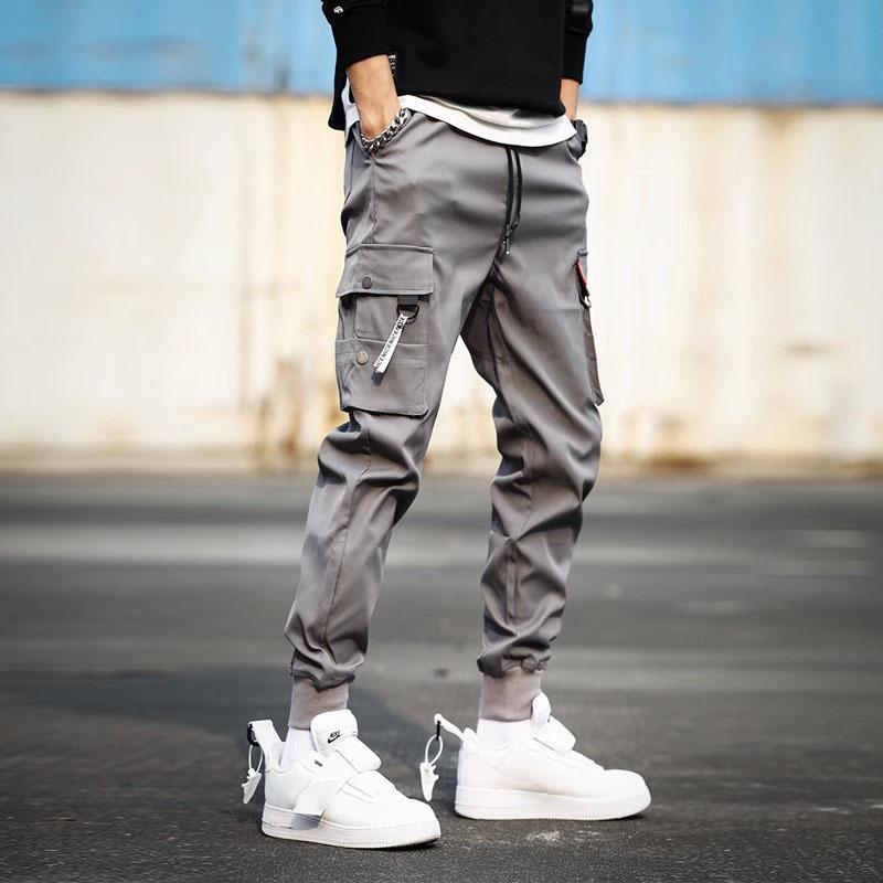 Solid Color Pants, Multi Flap Pocket Men's Cargo Pants, Loose Casual Outdoor Pants, Men's Work Pants Oversized