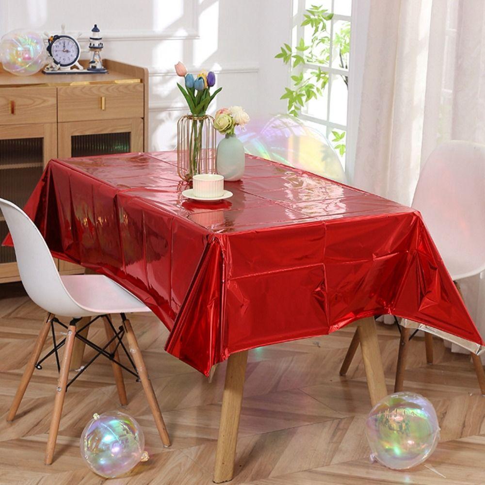 5PCS Colorful Aluminum Film Tablecloth Waterproof Plastic Tablecloth  Holiday Celebration