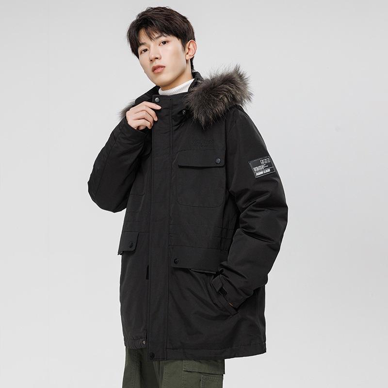 2025 Dunjakke Herre Hvit Andedun Hette Utendørs Fritid Par Arbeidsklær Fortykket Varm Løs Allsidig Jakke