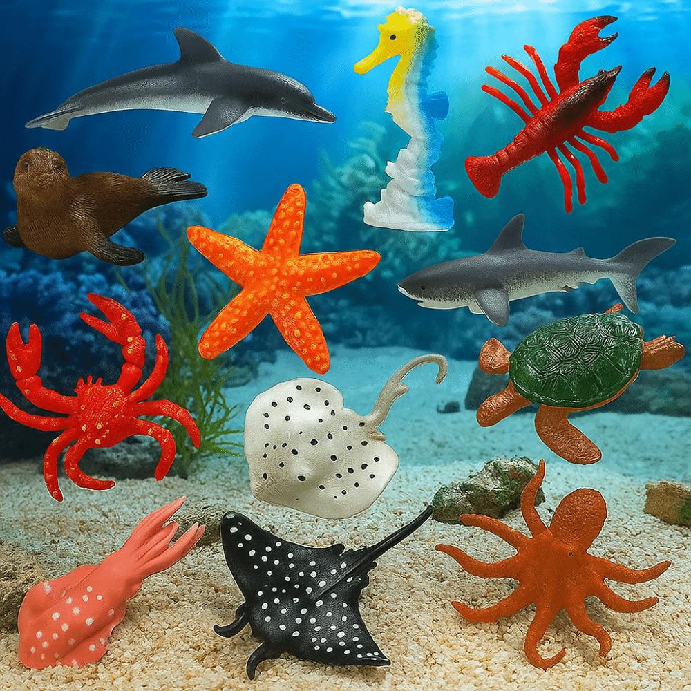 12pcs Plastic Sea Life Animals Model Starfish Simulated Fish Tank Decorations  Kids Birthday Gift
