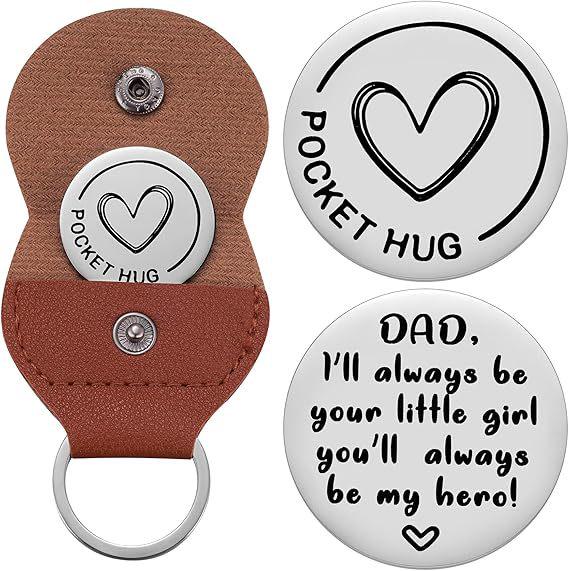 German Inspirational Lucky Charm Cross Keychain - Stainless Steel & PU Leather