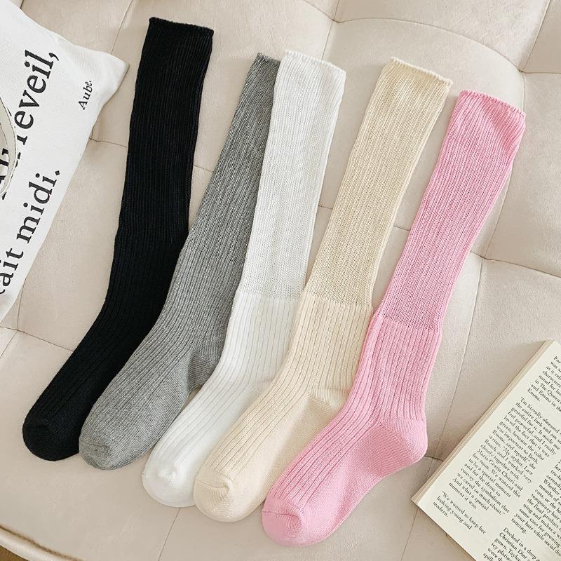 Leg Stockings - Children's High-waisted Spring-autumn Long Stockings with Thick Pile and Anti-bacterial, Moisture-absorbing Properties