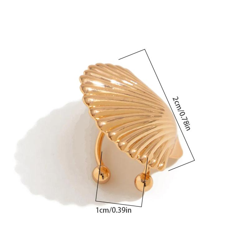 1Pair Starfish Scallop Ear Clips Non Piercing Earrings For Women Girls  Gold Color Floral Ear Cuff Summer Beach Jewelry