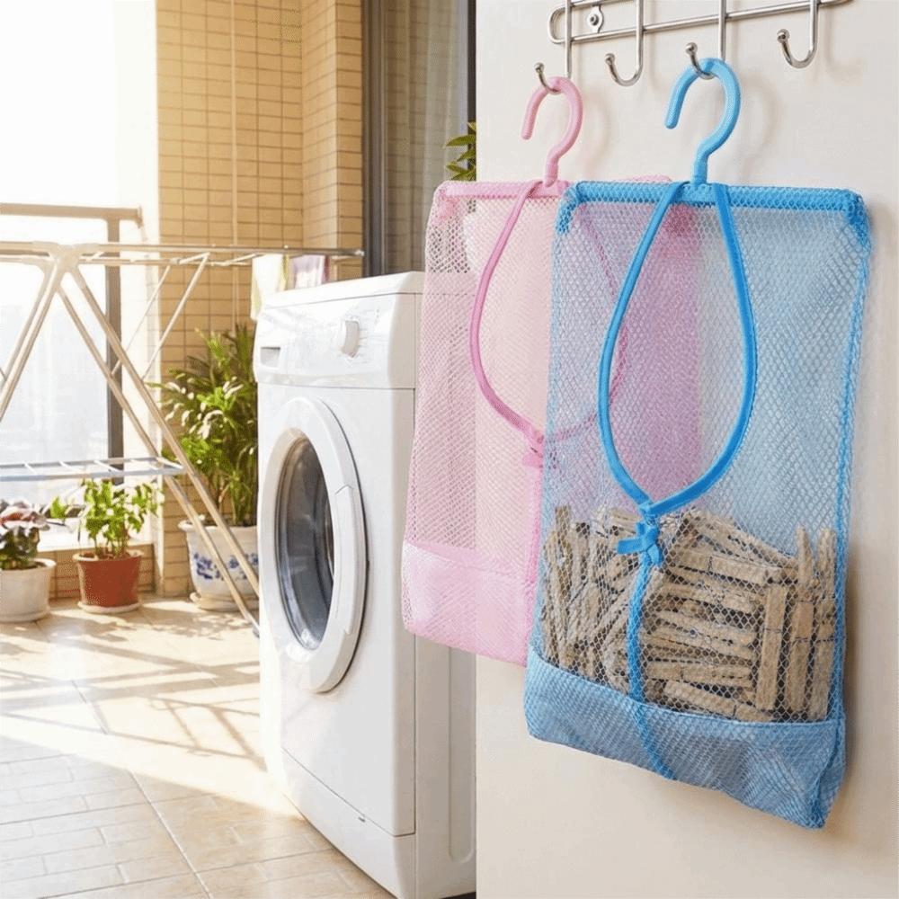 3PCS Quick Dry Hanging Mesh Storage Bag Space Saving Clothespin Mesh Bag Closet