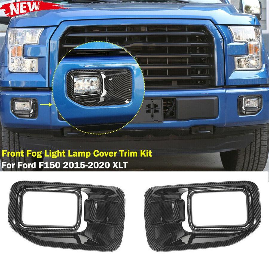 2X Carbon Fiber Fog Light Cover For Ford F150 2015-2020
