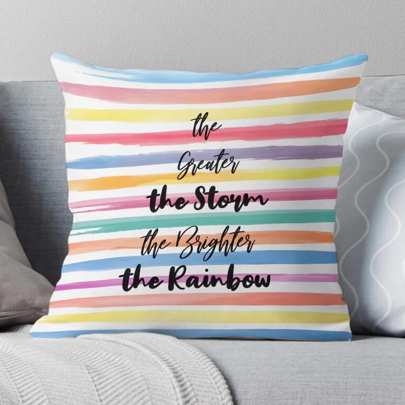 Cushion Cover Rainbow Geometric Polyester Pillow Sofa Chair Bed Living Room Decor