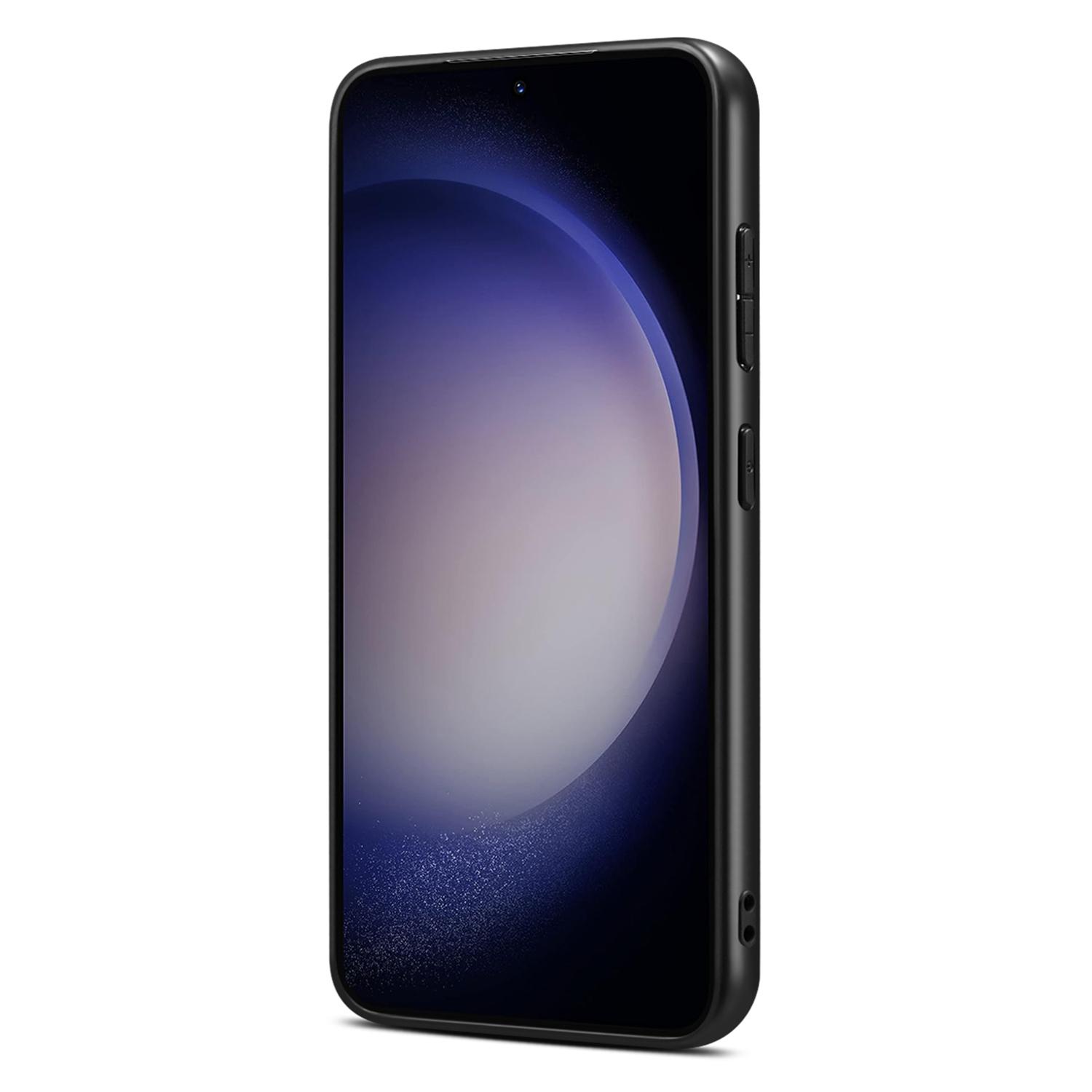 

For Samsung Galaxy S25 Case PU Leather Coated PC+TPU Phone Back Cover with Dual Card Slots Brown