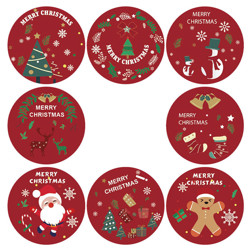 3.8Cm Christmas Roll Stickers Kraft Adhesive Labels