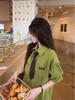 Women's Avocado Green Retro College Style Long-Sleeve Shirt – Spring 2026 Casual Layering Top