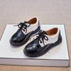 Boys' Black Leather Round Toe Soft Sole Performance Shoes