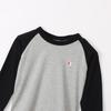 Champion Long Sleeve Crew Single Logo Raglan Long Sleeve O Gray X Size 140 Kids' T-Shirt, Neck, 100% Cotton, Embroidery, T-Shirt, CK-Y403, Black,