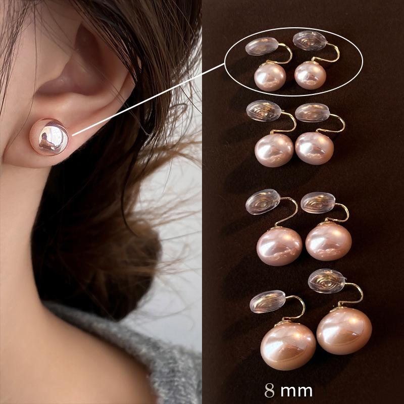 Shi Jia Light Milk White Pearl Earrings: S925 Silver Studs for Women - High-End, Versatile, Niche Design