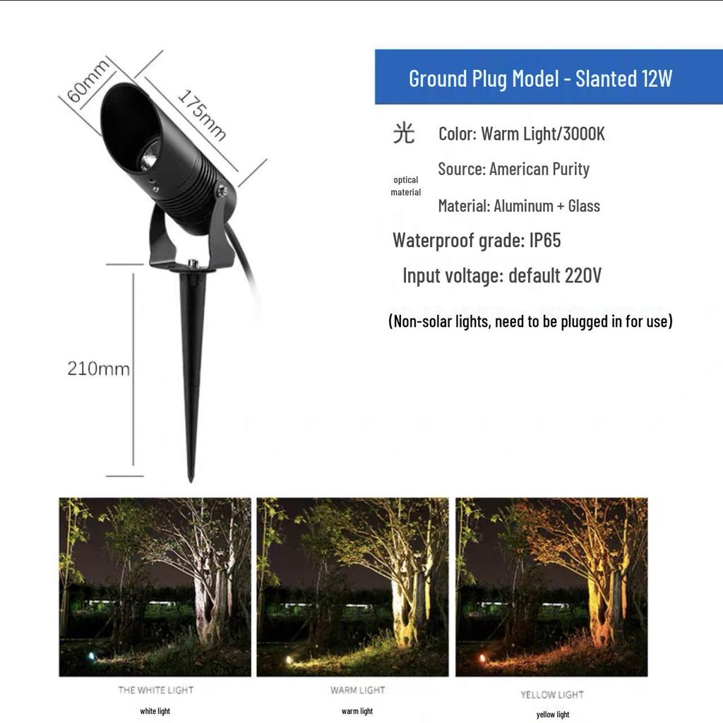 Outdoor LED Garden Spotlight Waterproof for Landscaping, Trees, and Lawns