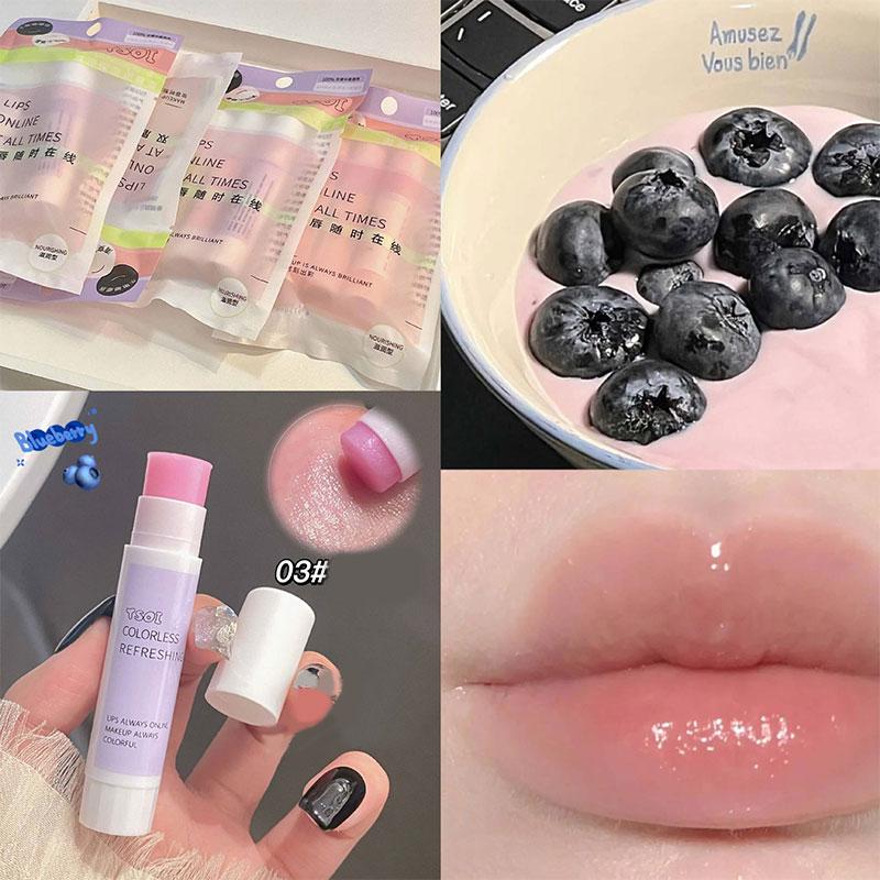 Fruity Natural Clear Lip Balm Nourishing Cherry Lip-Primer Mask Cute Jelly Tinted Gloss Stick Lighten Lines Plump Lip Care