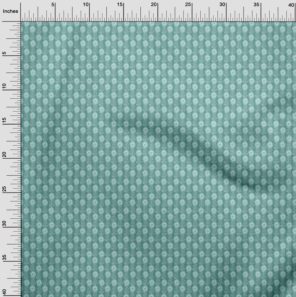 oneOone Cotton Flex Fabric Leaves & Floral Block Printed Craft Fabric BTY 40 Inch