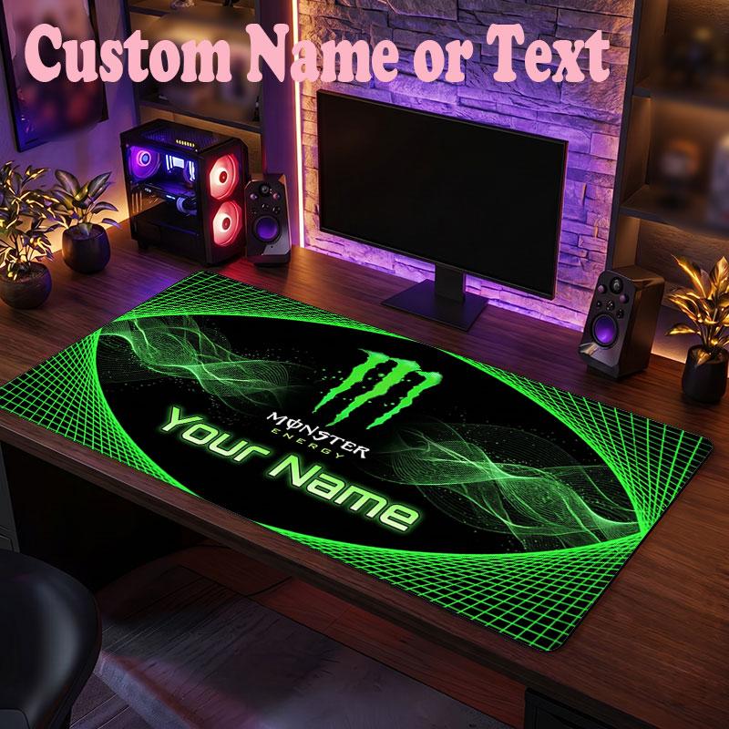 Tappetino per Mouse Personalizzato con Nome Testo Monster Energy, Tappetino Grande per Scrivania, Regalo Personalizzato per Ufficio di Casa