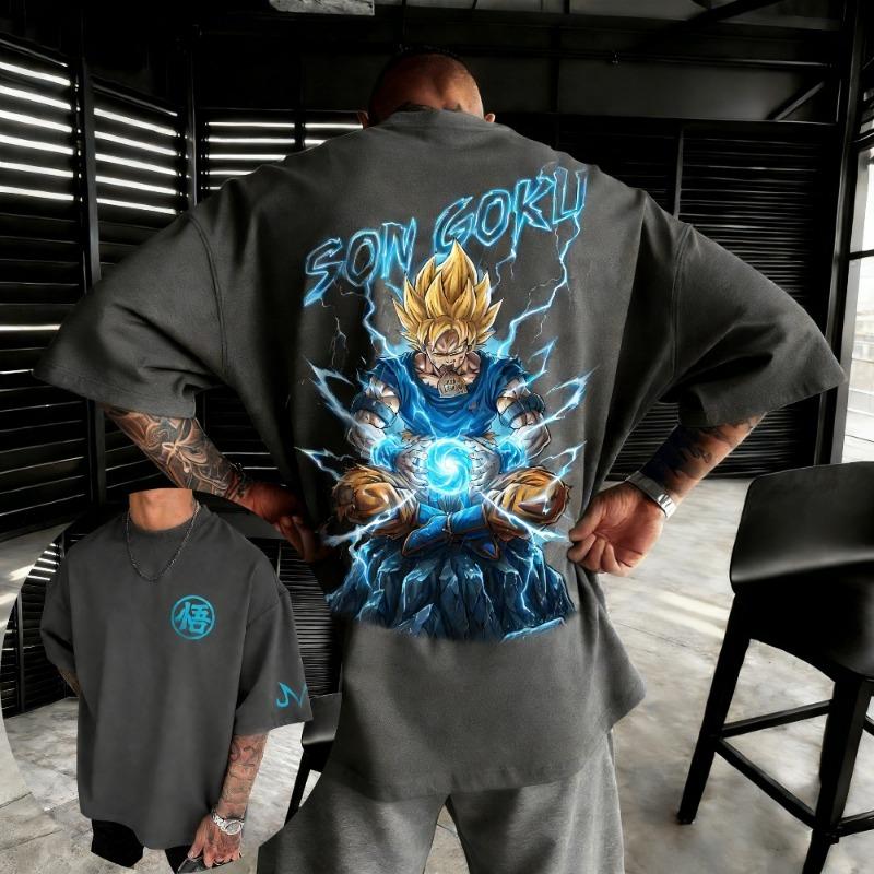 2026 Summer Dragon Ball Retro Pure Cotton Fitness T-shirt Men's Oversized Short-sleeved Family Unisex Children's Casual Shirt