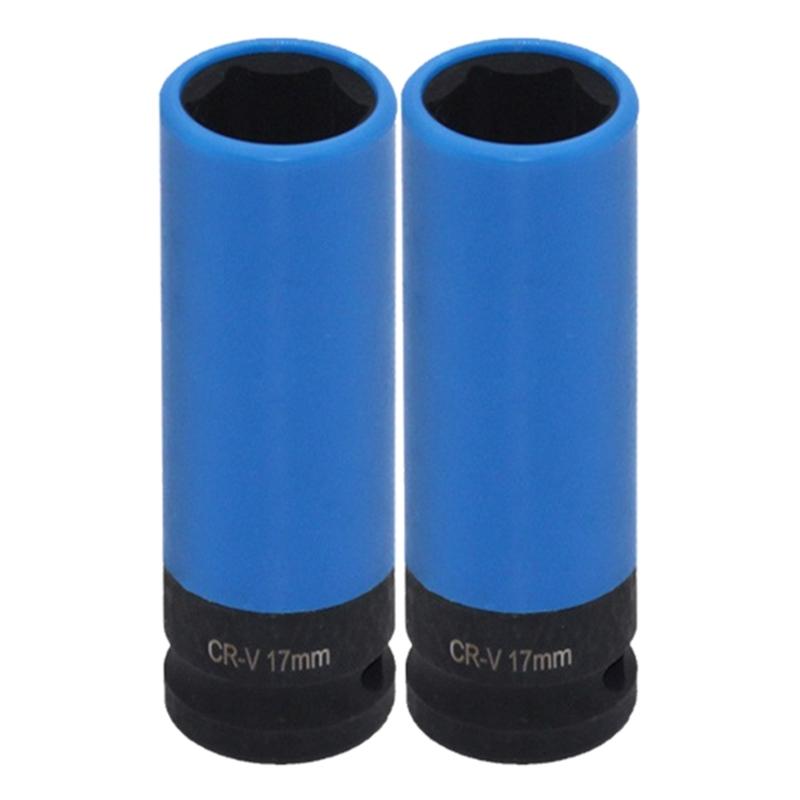 2Pcs Antitheft Removal Socket Wrench Repair Tool 17mm Wheel Lock Nut Removal Socket Wrench Tire Key Removal Tool 1