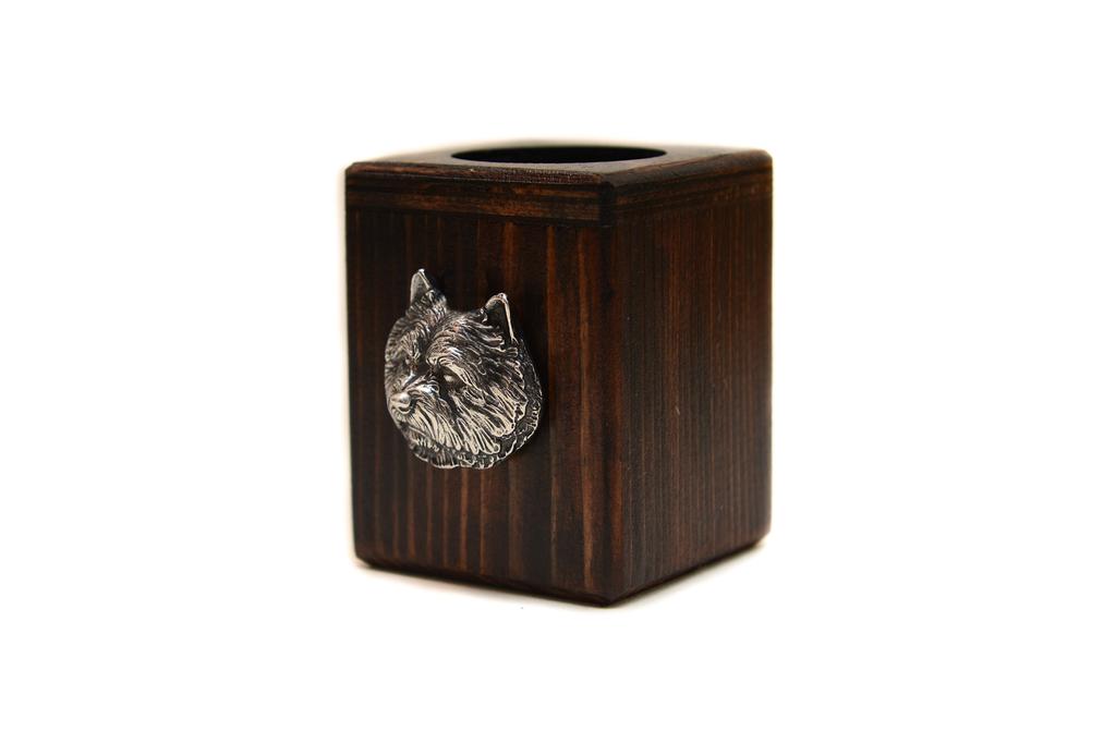 Norwich Terrier - wooden candle holder with a dog, a unique souvenir after losing a dog, a handicraft from the Art-Dog brand
