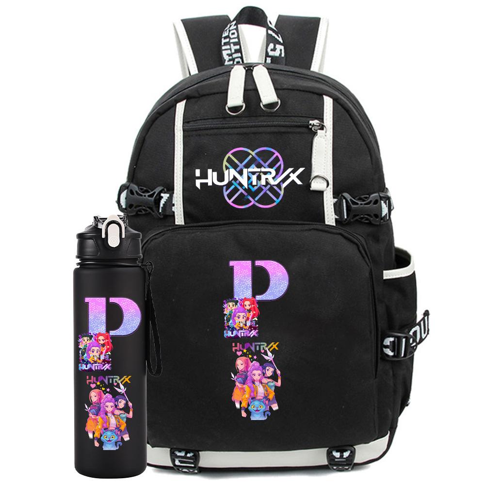 2 ks/sada Kreslený K-Pop batoh s 750ml lahví na vodu Velkokapacitní školní taška na notebook Studentský chlapec dívka Školní taška Cestovní taška