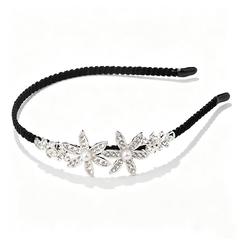 Crystal Alloy Flower Hairband, Anti-slip Headband Hairpin, Bridal Headpiece