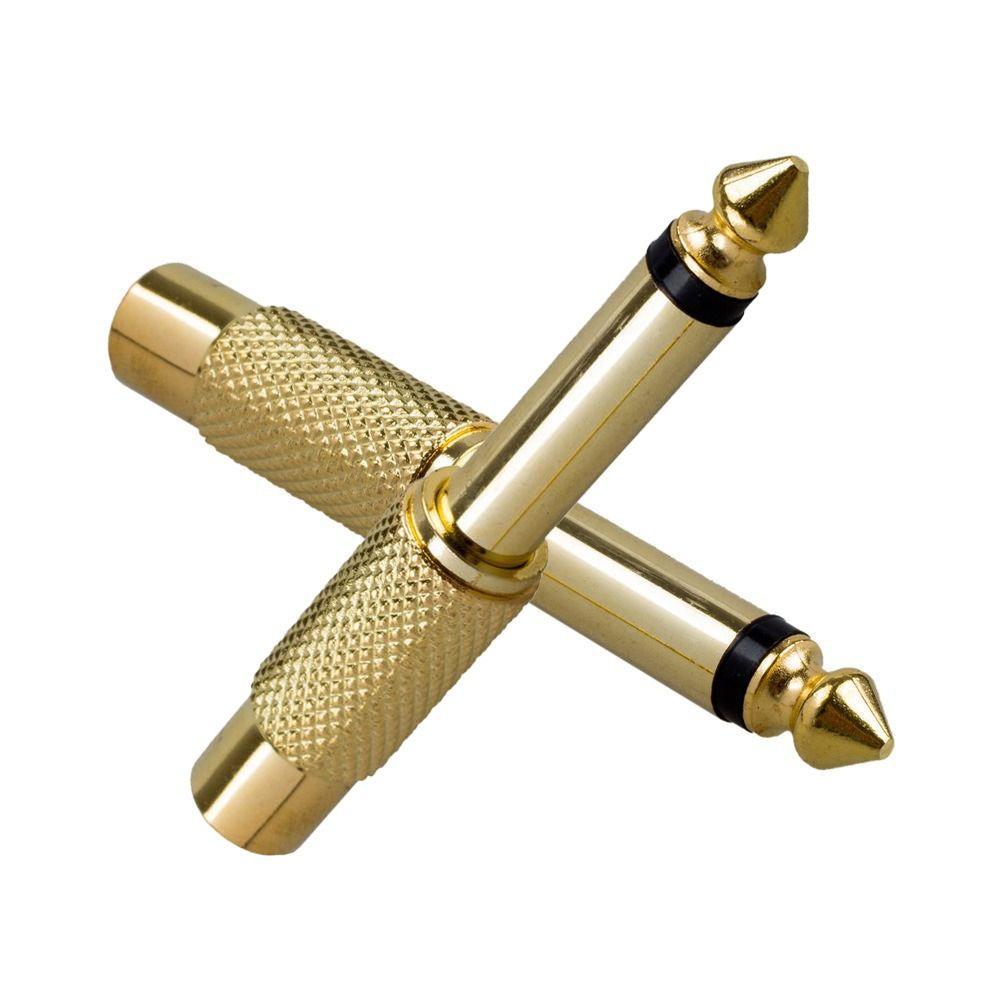10Pcs Mono TS Plug Design 1/4" Mono TS Male Connector Gold-Plated Audio Adapter  DIY Audio Equipment