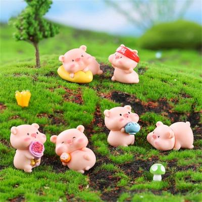 Little Pig Ornament Anti-fade Photography Micro Landscape Decoration Cartoon Props Plastic Cute Pig Characters Toys for Bonsai