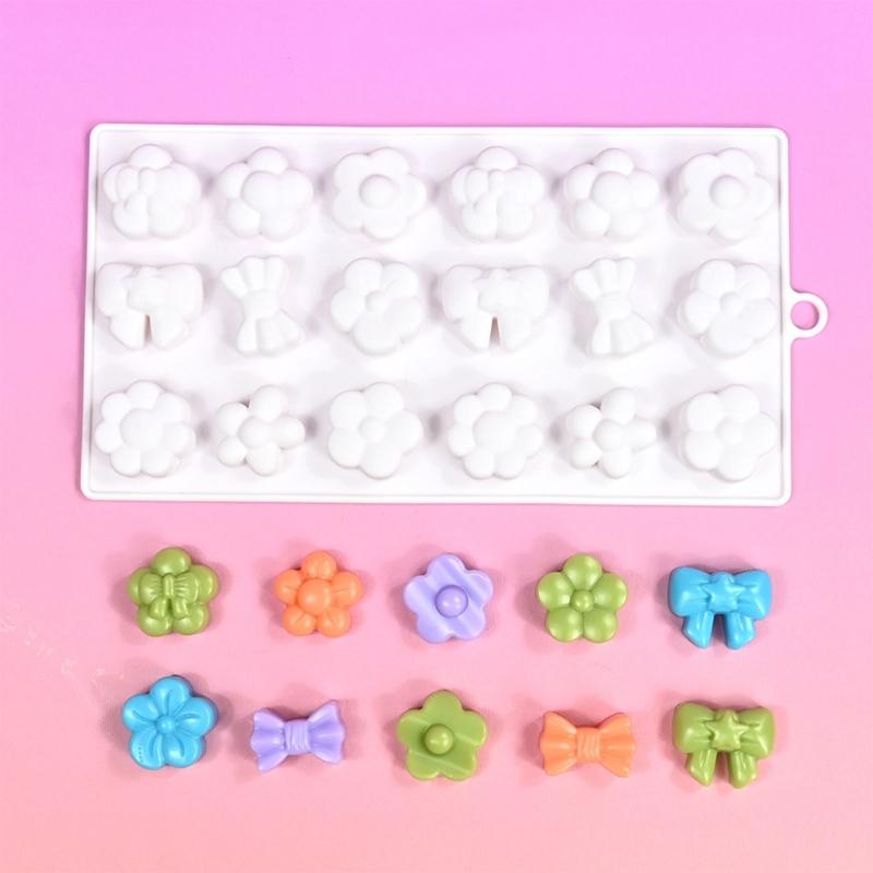 Multipurpose Silicone Baking Molds With 18 Bows Flower Cavities For Making Chocolate Candies And Festival Desserts