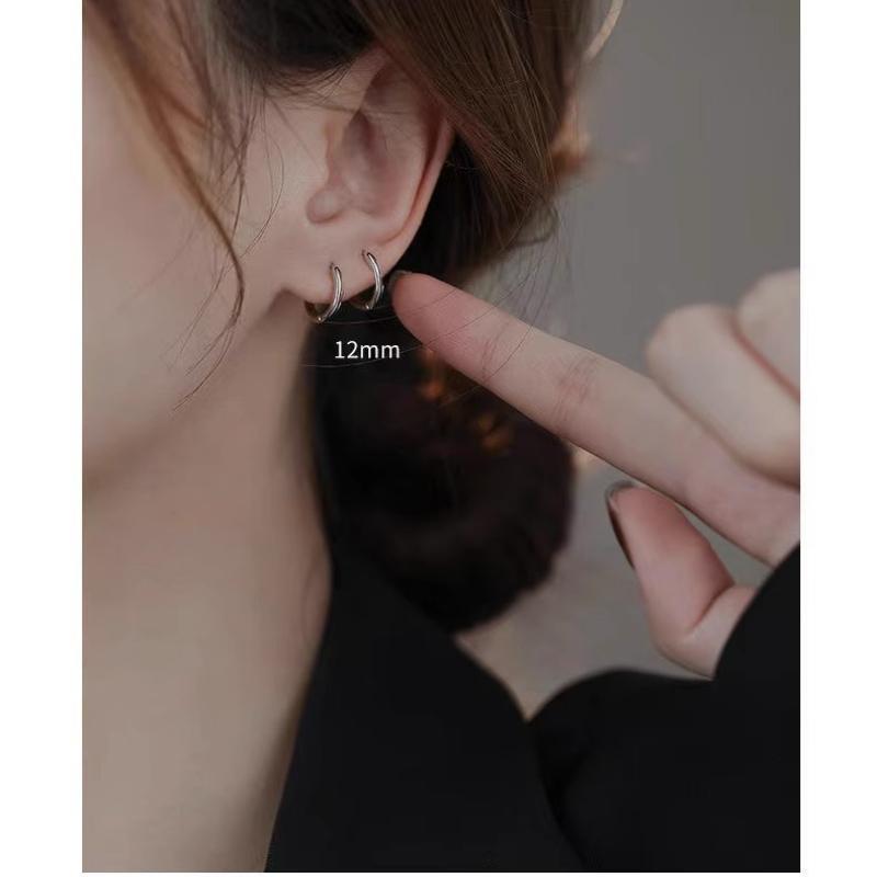 Pendientes de Aro Plateados de 8 mm 10 mm 12 mm para Mujer Moda Tendencia Regalo
