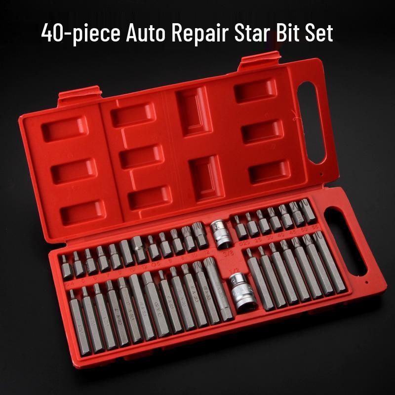 40-Piece Inner Hexagon & Twelve-Point Star Bit Socket Set for Air Impact Tools