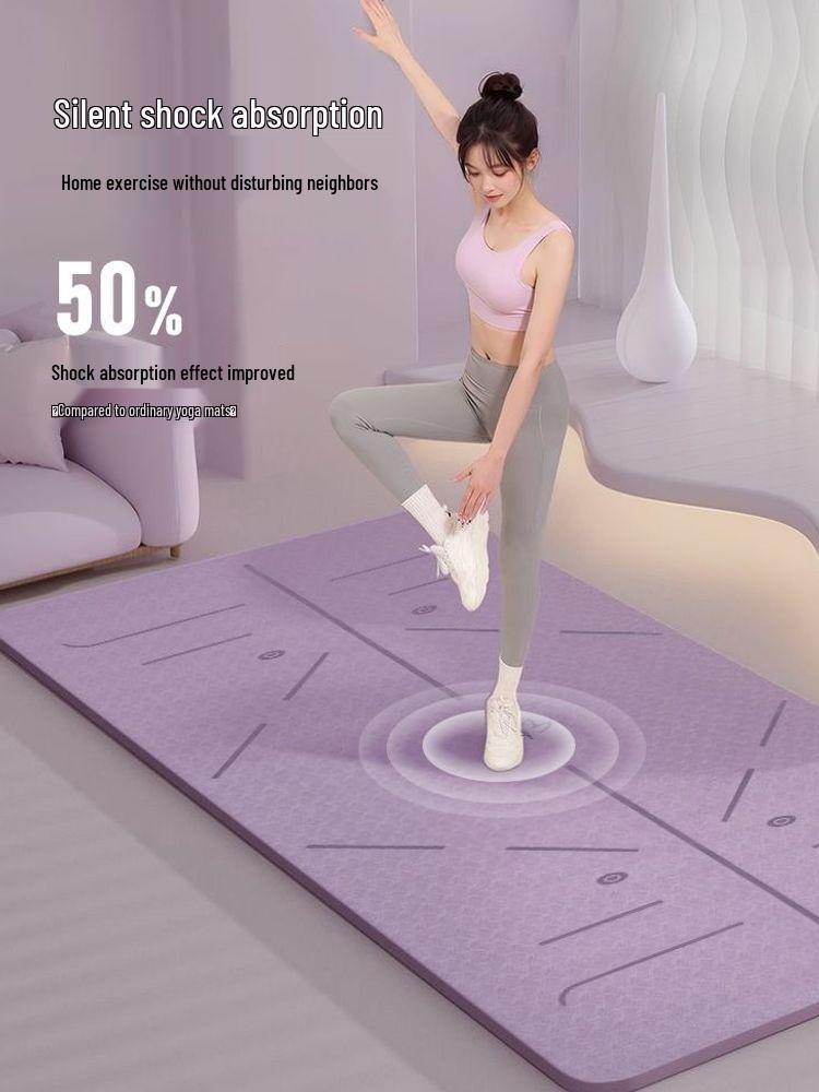 Women's Non-Slip TPE Yoga Mat - Thick, Shock-Absorbing Fitness and Dance Mat for Home Use