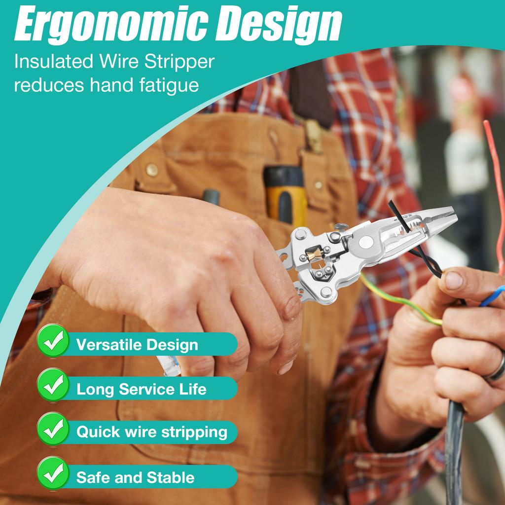 Multifunctional Foldable Wire Stripper Crimper Cable Cutter Pliers Electrician DIY Cable Cutting Wiring Pulling Stripping Tools