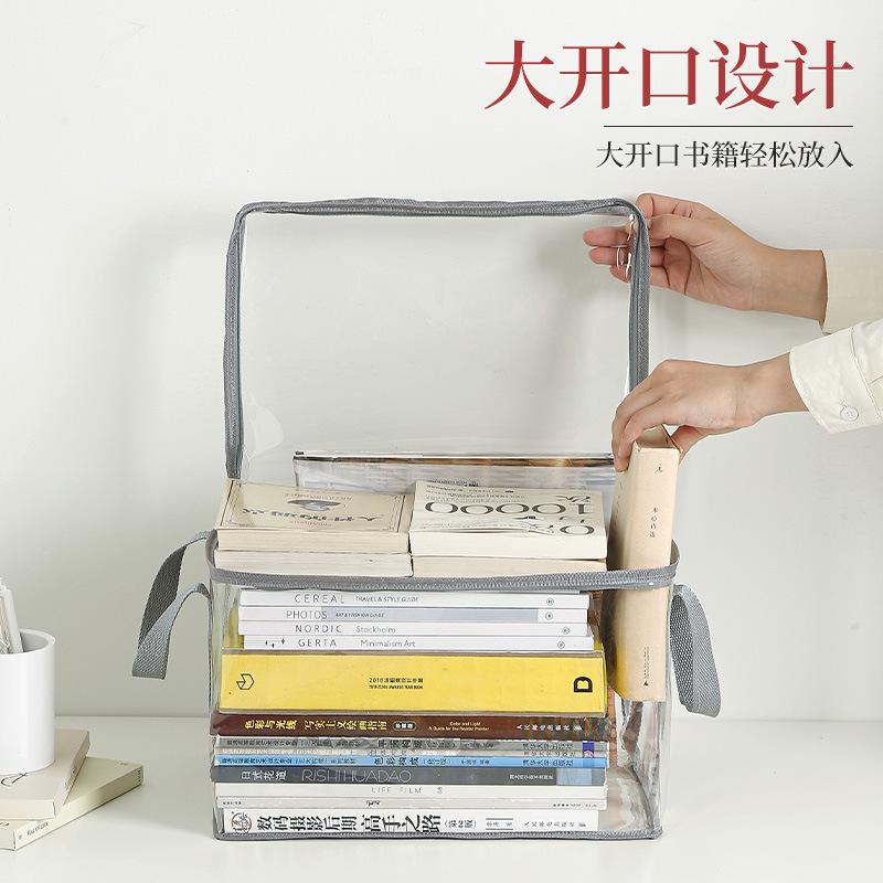 Foldable Book Box Student Dormitory Classroom Book Storage Box Transparent Waterproof Household Book Sorting Storage Box