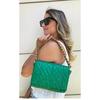 Grüne gesteppte Damen-Schultertasche mit Kette
