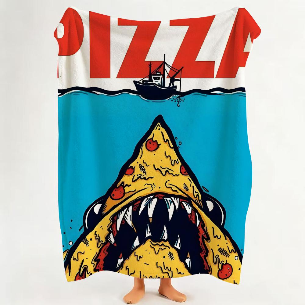 Food H Hamburger P Pizza Throw Flannel Throw Blanket Suitable for Sofa Living Room Bedroom