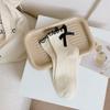 Japanese JK Sweet Bowknot Tied Middle Tube Socks Women Heel Bow Casual Black White Pile Socks Girls Sports Cotton Socks